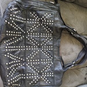 Leather bag with studs